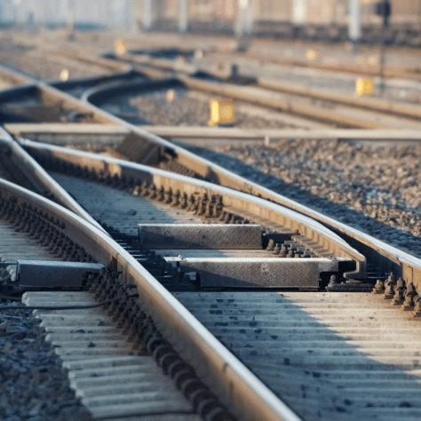 Close up of rail tracks