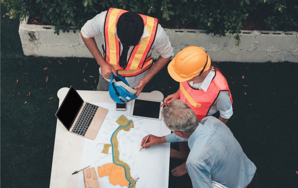 Project manager reviewing plans
