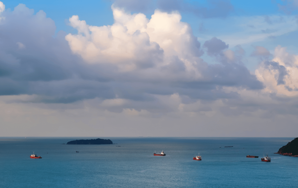 Ships sailing in the distance