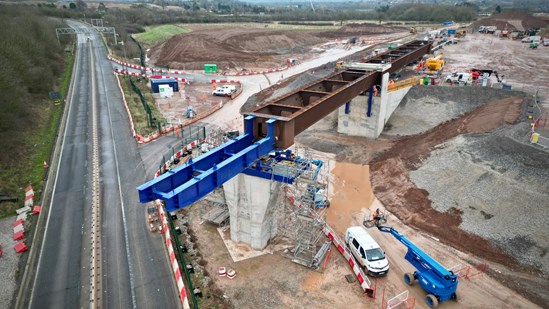 HS2’s Delta Junction viaduct section over M42/M6 link road moves into position