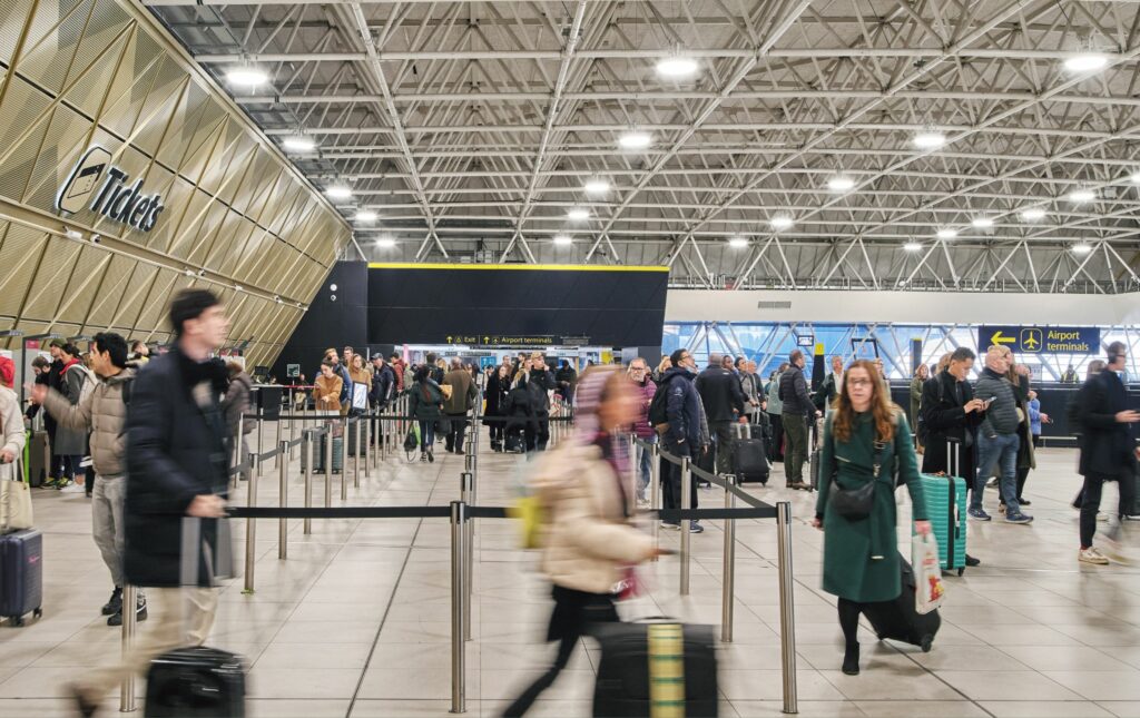 Passengers at Gatwick airport station