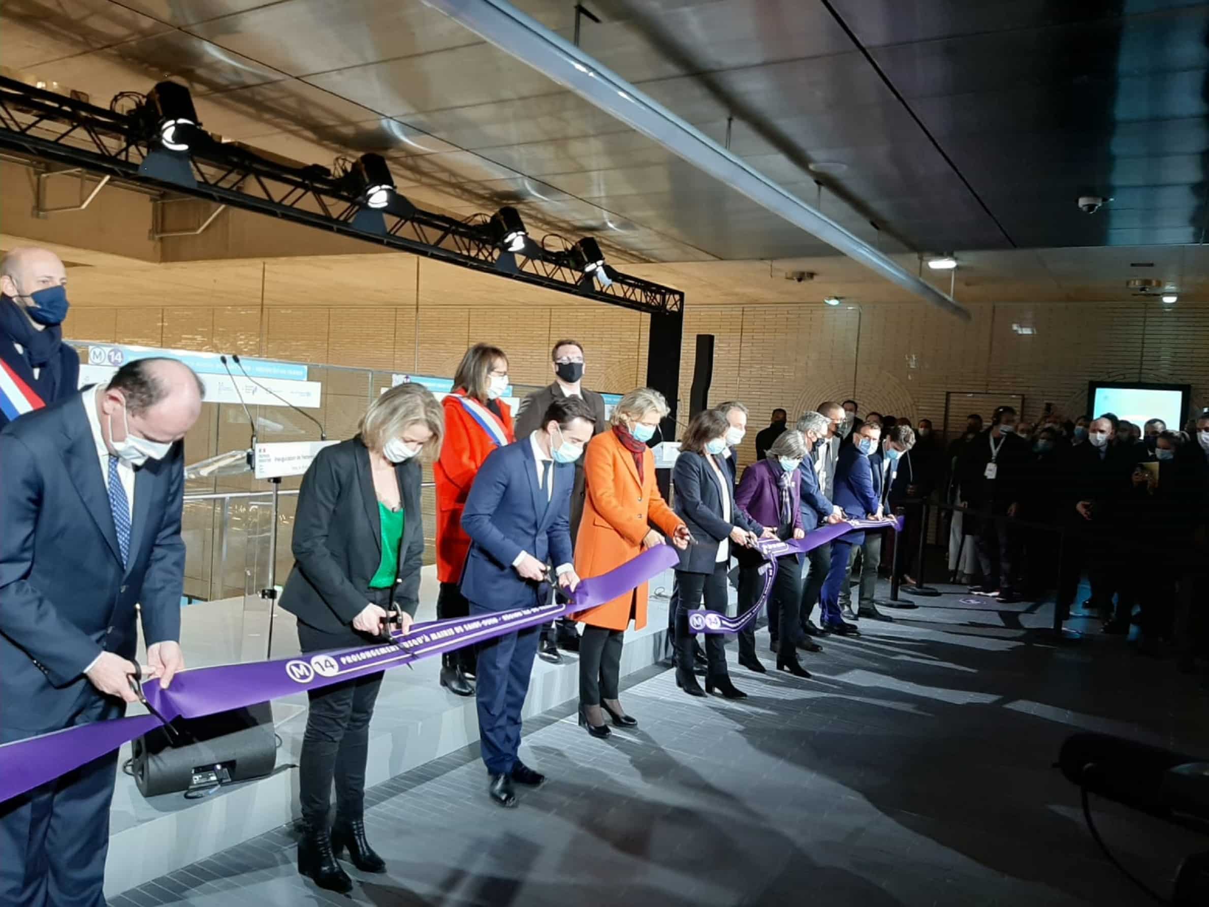 Inauguration of line 14 northward extension on the Paris metro